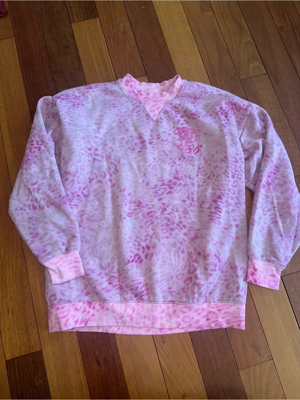 PINK Victorias Secret Pink Tie-Dye Leopard Crewneck Sweatshirt